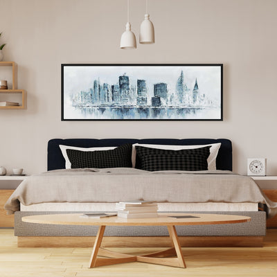 City In Blue Colors, Fine art gallery wrapped canvas 16x48