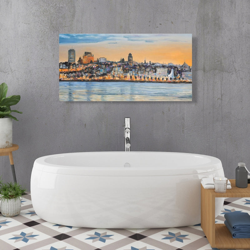 Skyline Of Quebec City, Fine art gallery wrapped canvas 16x48