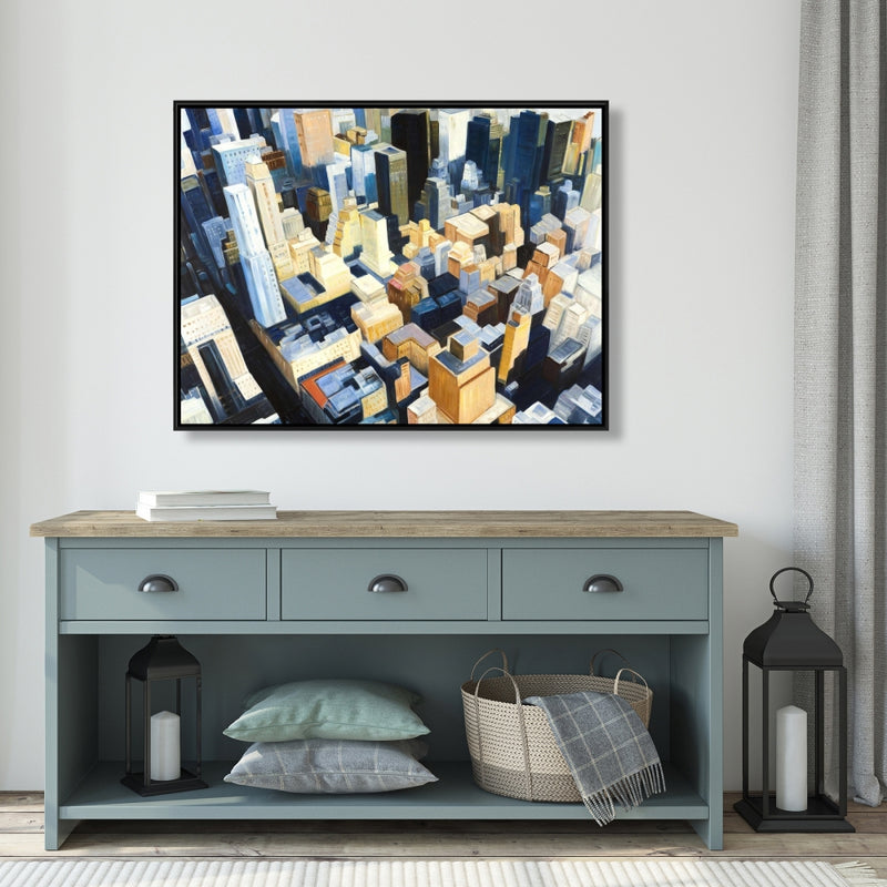 High Top View Of Buildings In New York, Fine art gallery wrapped canvas 16x48