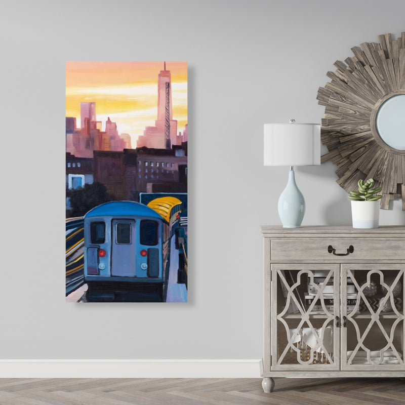 Sunset Over The Subway In New-York, Fine art gallery wrapped canvas 24x36