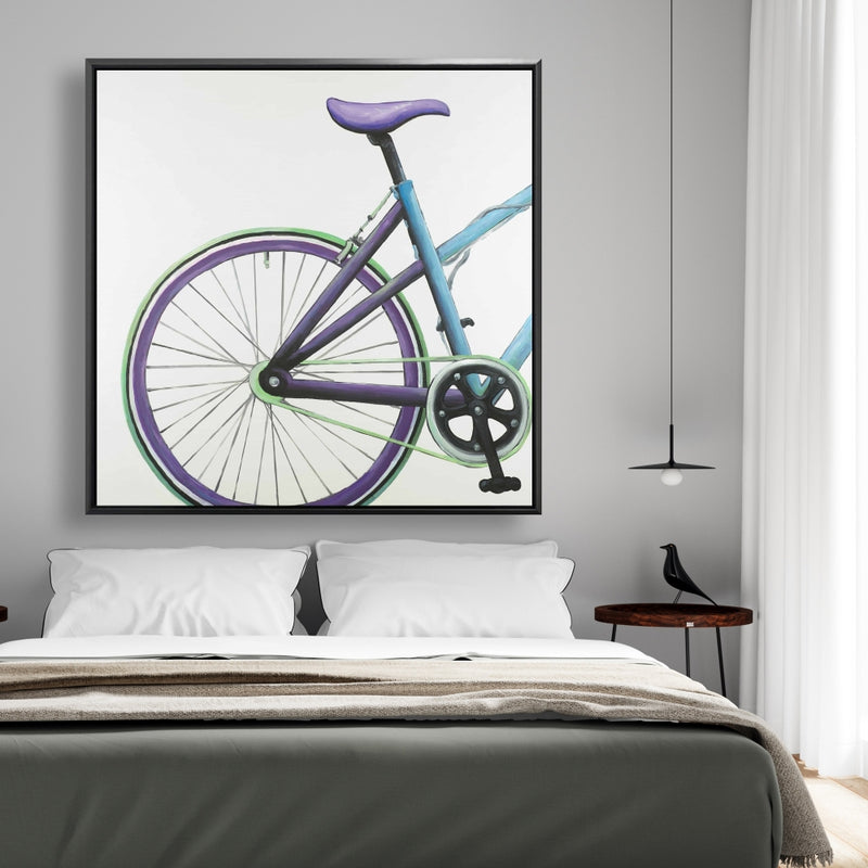 Blue And Purple Bike, Fine art gallery wrapped canvas 36x36