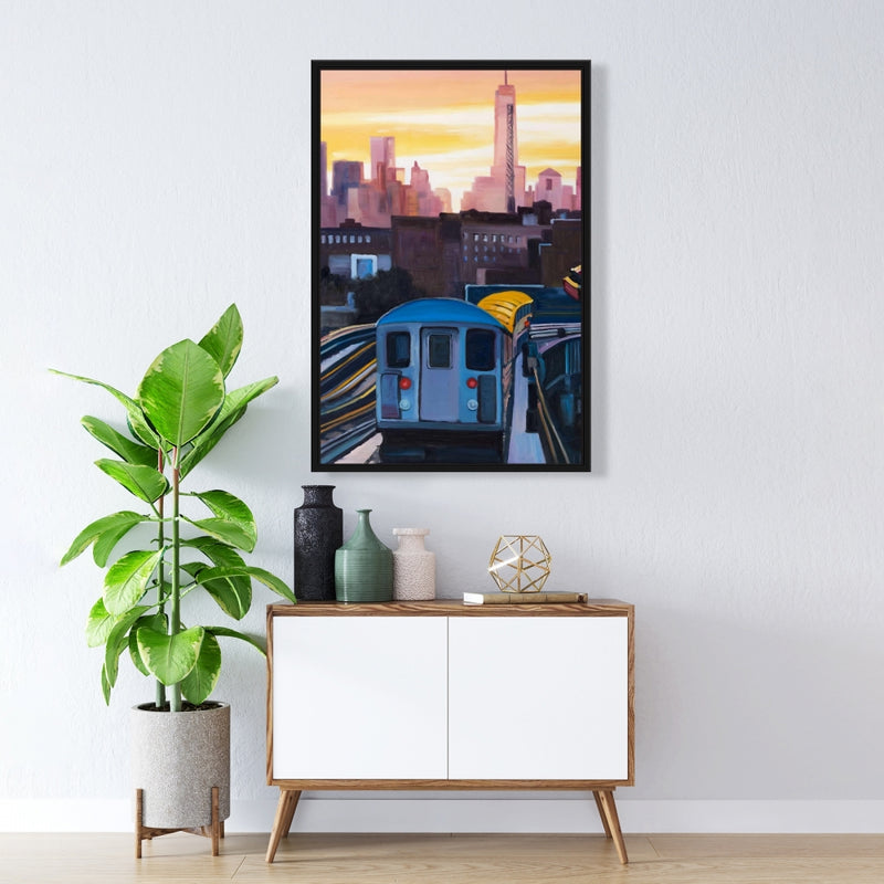 Sunset Over The Subway In New-York, Fine art gallery wrapped canvas 24x36