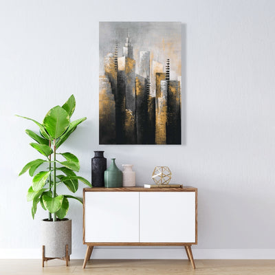 Abstract Gold Skyscraper, Fine art gallery wrapped canvas 24x36