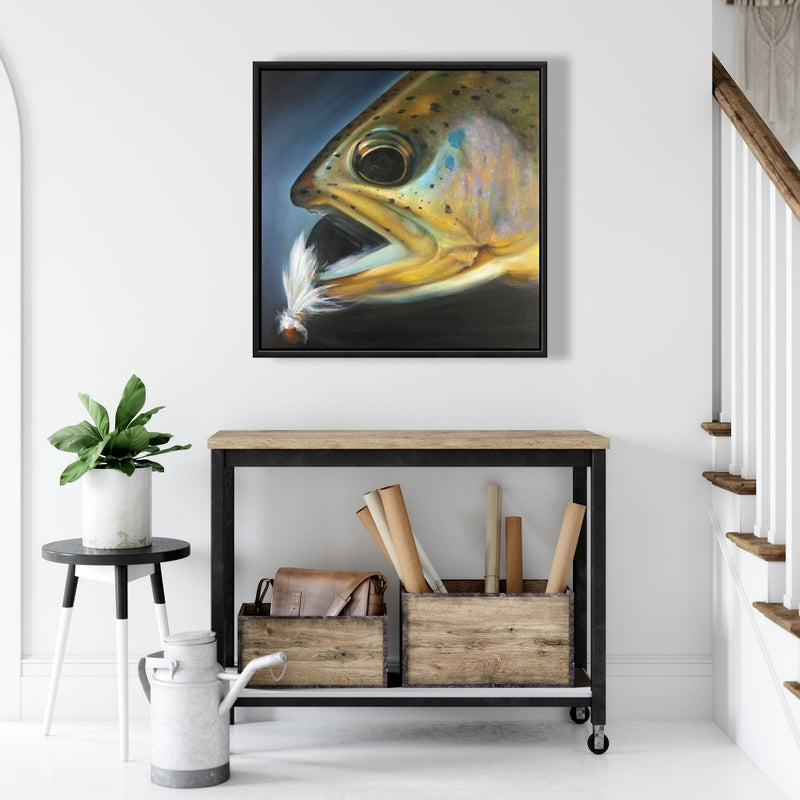 Golden Trout With Fly Fishing Flie, Fine art gallery wrapped canvas 24x36