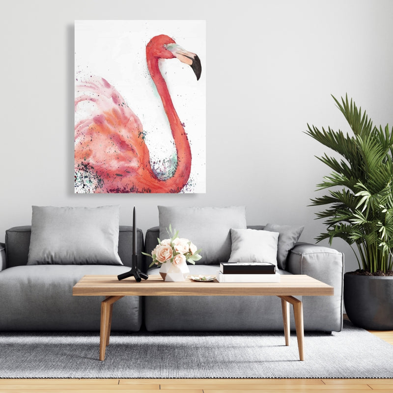 Splashing Flamingo, Fine art gallery wrapped canvas 24x36