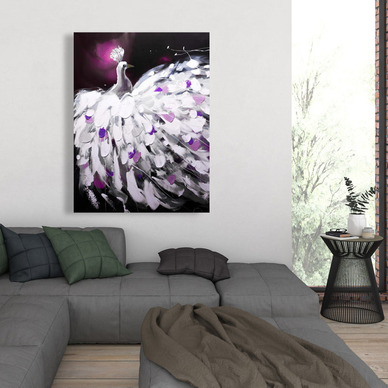 Purple Peacock, Fine art gallery wrapped canvas 36x36